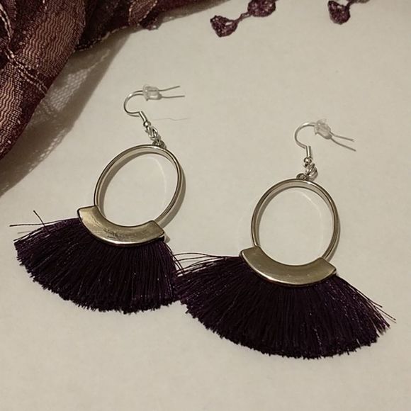 Purple Tassel Earrings! - Picture 2 of 4